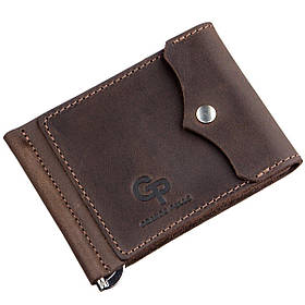 Солідний шкіряний Затискач для грошей GRANDE PELLE 11197 Коричневий