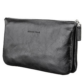 Барсетка чоловіча GRANDE PELLE 11146 з гладкої шкіри Чорна
