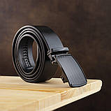Ремінь чоловічий з пряжкою невеликий ромб Vintage 20285 Чорний, фото 8