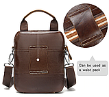 Сумка-барсетка на пояс чоловіча шкіряна Vintage 20012 Коричнева, фото 8
