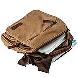 Універсальна текстильна чоловіча сумка на два відділення Vintage 20200 Коричнева, фото 5