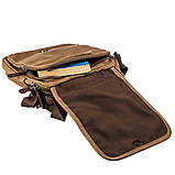 Універсальна текстильна чоловіча сумка на два відділення Vintage 20200 Коричнева, фото 6