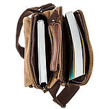 Універсальна текстильна чоловіча сумка на два відділення Vintage 20200 Коричнева, фото 7