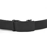 Ремінь чоловічий з автоматичною матовою чорної пряжкою Vintage 20303 Чорний, фото 3