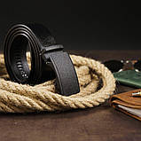 Ремінь чоловічий з автоматичною матовою чорної пряжкою Vintage 20303 Чорний, фото 6