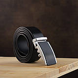 Ремінь чоловічий з автоматичною пряжкою Vintage 20294 Чорний, фото 7