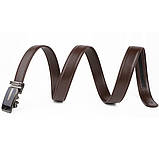 Ремінь чоловічий тонкий з пряжкою автомат і коричневою заливкою Vintage 20308 Коричневий, фото 2