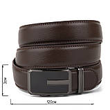Ремінь чоловічий тонкий з пряжкою автомат і коричневою заливкою Vintage 20308 Коричневий, фото 3