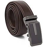 Ремінь чоловічий тонкий з пряжкою автомат і коричневою заливкою Vintage 20308 Коричневий, фото 5
