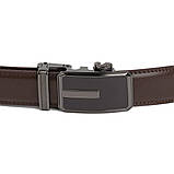 Ремінь чоловічий тонкий з пряжкою автомат і коричневою заливкою Vintage 20308 Коричневий, фото 6