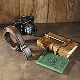 Ремінь чоловічий тонкий з пряжкою автомат і коричневою заливкою Vintage 20308 Коричневий, фото 7