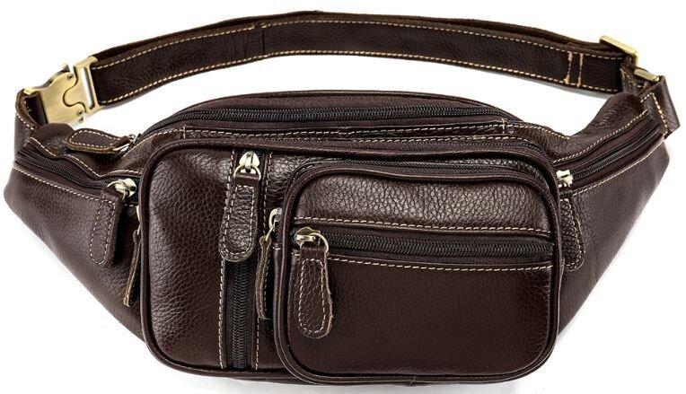 Поясна cумка об'ємна чоловіча Vintage 14860 Коричнева, фото 1