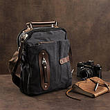 Сумка вертикальна текстильна Vintage 20079 Чорна, фото 10