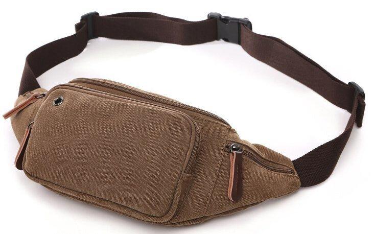 Сумка поясна текстильна Vintage 20176 Коричнева, фото 1