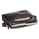 Ділова чоловіча сумка зі шкіри флотар на плече SHVIGEL 11244 Чорна, фото 5