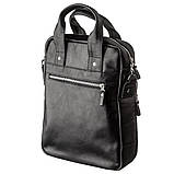 Чоловіча сумка під А4 вертикального формату в гладку шкіру 11165 SHVIGEL, Чорна, фото 2