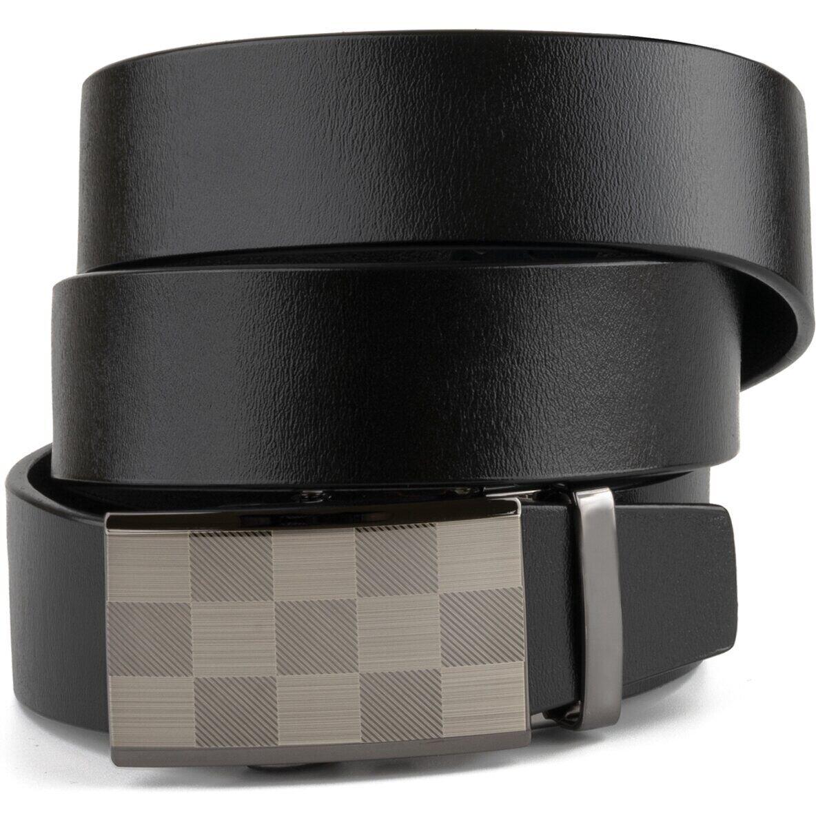Ремінь чоловічий з автоматичною пряжкою шахматка Vintage 20266 Чорний, фото 1