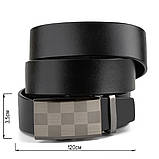 Ремінь чоловічий з автоматичною пряжкою шахматка Vintage 20266 Чорний, фото 3