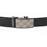 Ремінь чоловічий з автоматичною пряжкою шахматка Vintage 20266 Чорний, фото 6