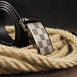 Ремінь чоловічий з автоматичною пряжкою шахматка Vintage 20266 Чорний, фото 8