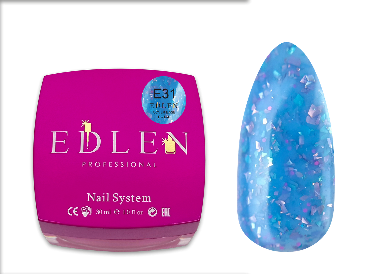 Камуфлююча база для нігтів Edlen Cover base Potal №E31, 30 мл, фото 1