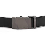 Ремінь чоловічий c затемненій пряжкою хвиля Vintage 20250 Чорний, фото 4