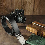 Ремінь чоловічий c затемненій пряжкою хвиля Vintage 20250 Чорний, фото 5