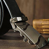 Ремінь чоловічий c затемненій пряжкою хвиля Vintage 20250 Чорний, фото 6