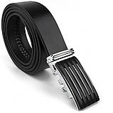 Ремінь чоловічий з автоматичною пряжкою смужка Vintage 20301 Чорний, фото 3