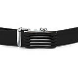 Ремінь чоловічий з автоматичною пряжкою смужка Vintage 20301 Чорний, фото 4