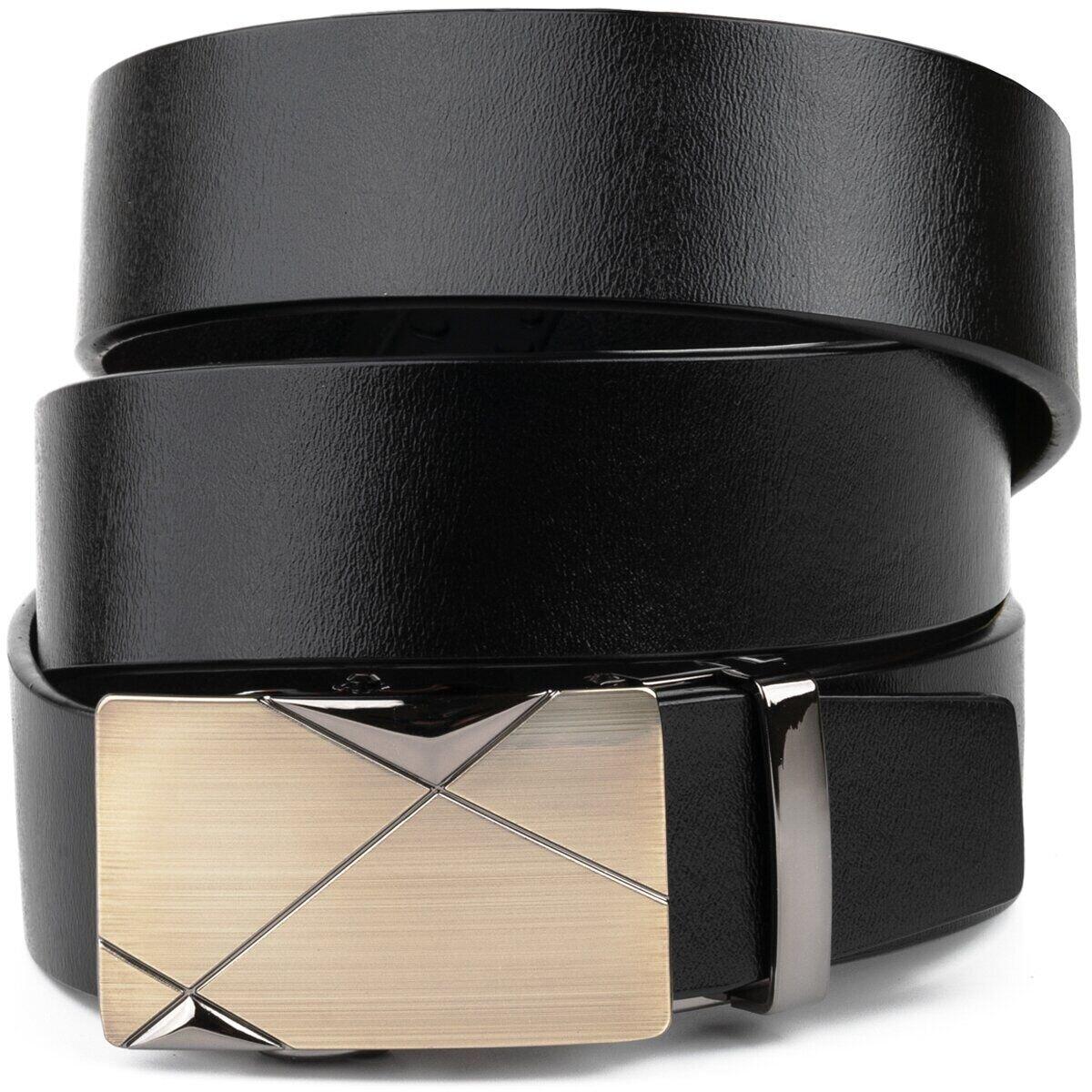 Ремінь чоловічий з пряжкою автомат діагональ Vintage 20252 Чорний, фото 1