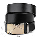 Ремінь чоловічий з пряжкою автомат діагональ Vintage 20252 Чорний, фото 3