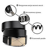 Ремінь чоловічий з пряжкою автомат діагональ Vintage 20252 Чорний, фото 4