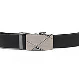 Ремінь чоловічий з пряжкою автомат діагональ Vintage 20252 Чорний, фото 5