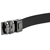 Ремінь чоловічий з пряжкою автомат діагональ Vintage 20252 Чорний, фото 7