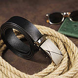 Ремінь чоловічий з пряжкою автомат діагональ Vintage 20252 Чорний, фото 8