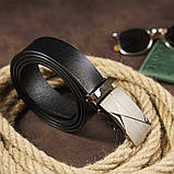 Ремінь чоловічий з пряжкою автомат діагональ Vintage 20252 Чорний, фото 9