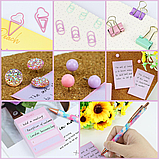 Подарунковий набір канцелярії для навчання, роботи, ручка та набір стікерів, біндерів, скріпок у подарунковому боксі, фото 5