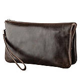 Барсетка чоловіча GRANDE PELLE 11263 в гладку шкіру Коричнева, фото 2