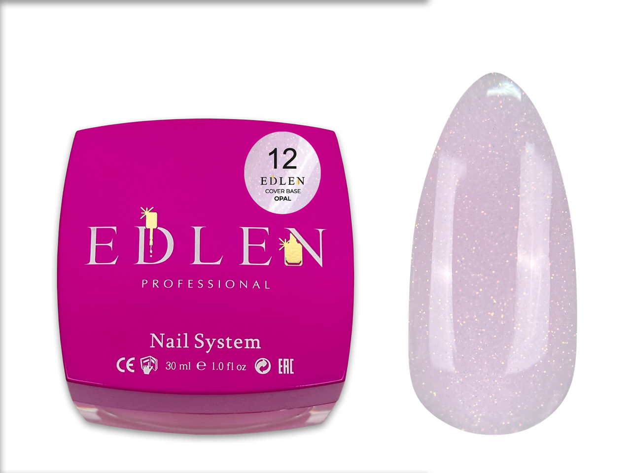 Камуфлююча база для нігтів Cover base Opal Edlen №12, 30 мл