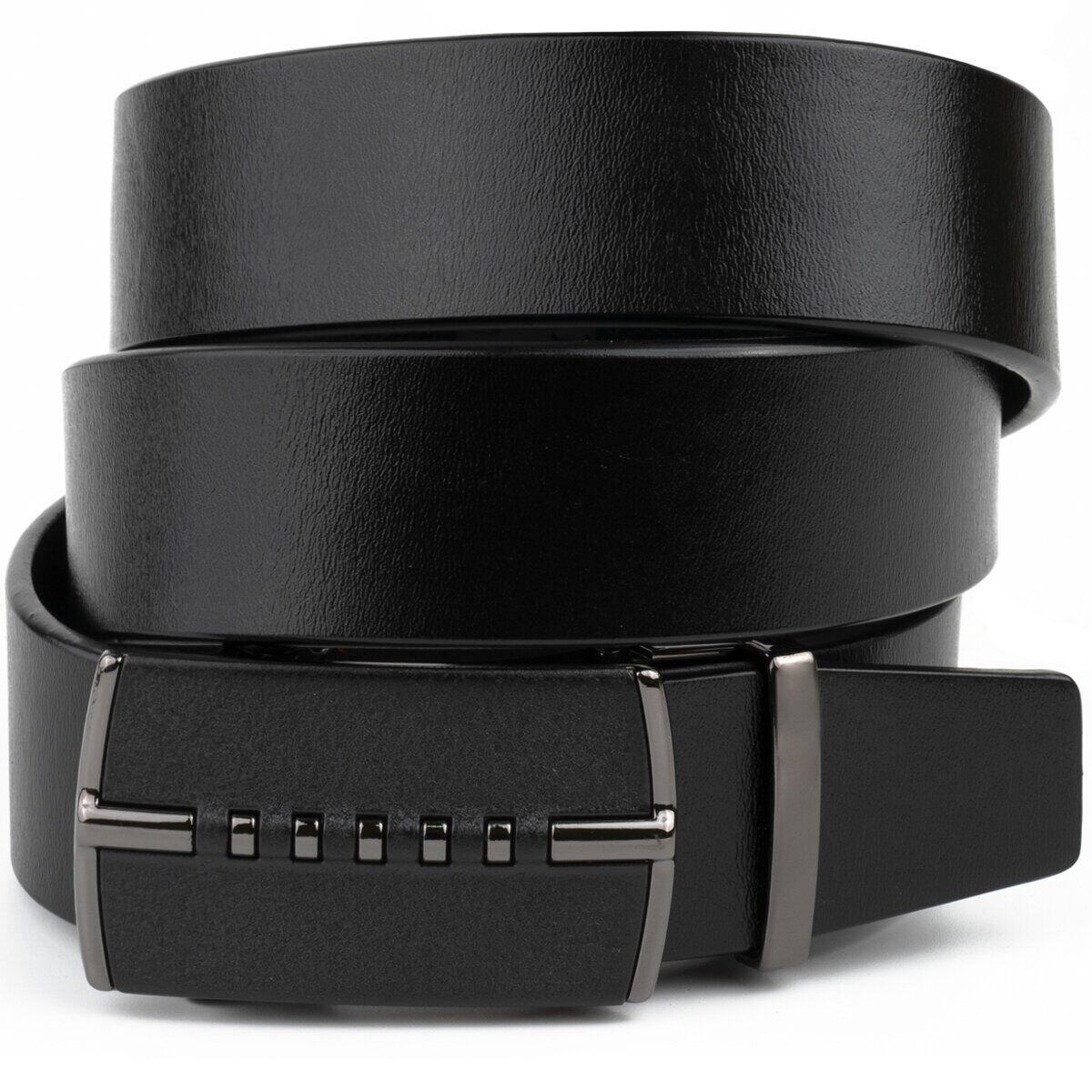 Ремінь чоловічий з пряжкою автомат матовою Vintage 20318 Чорний, фото 1