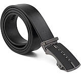 Ремінь чоловічий з пряжкою автомат матовою Vintage 20318 Чорний, фото 5