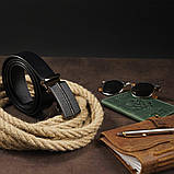 Ремінь чоловічий з пряжкою автомат матовою Vintage 20318 Чорний, фото 7