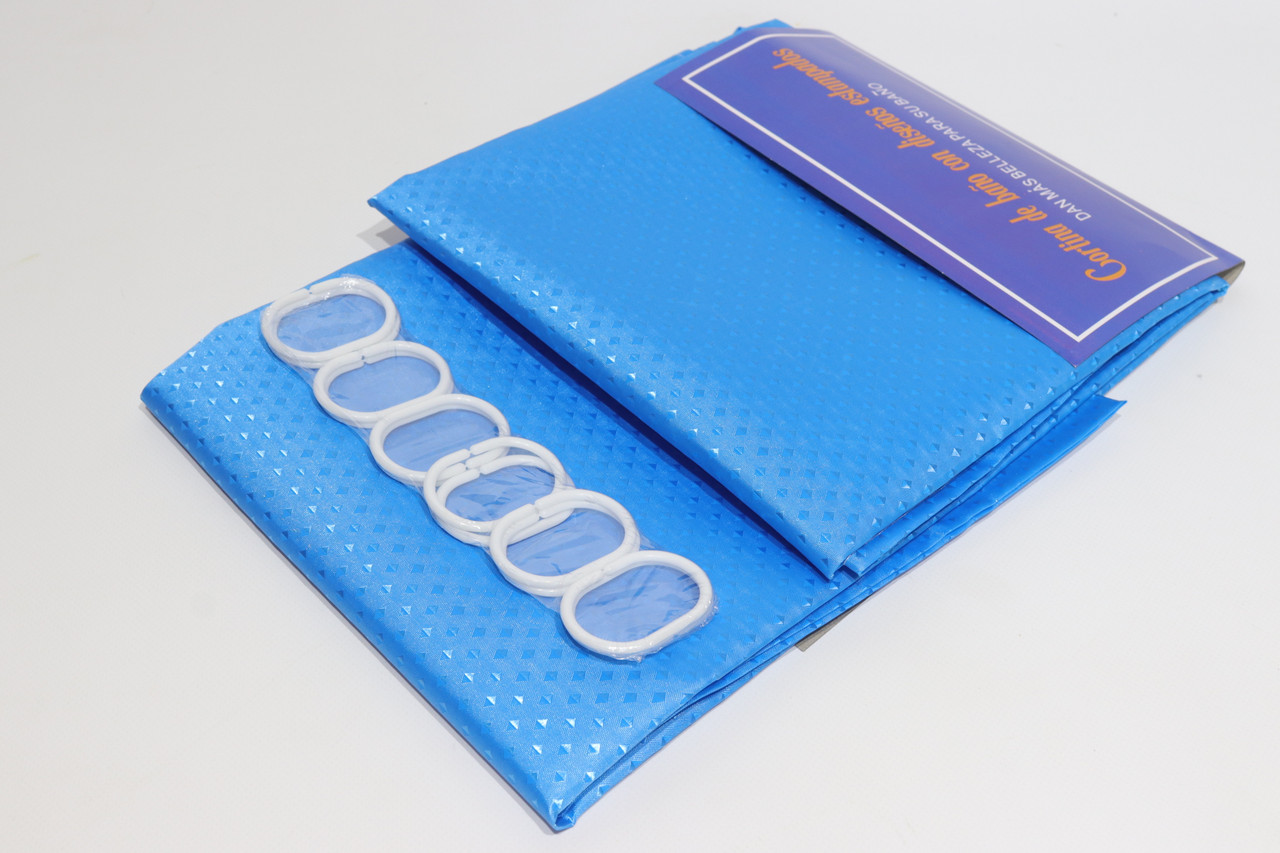 Шторка для ванної широка 240x180 см однотонна синя 5314/blue