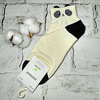 Шкарпетки жіночі бавовняні короткі Панда 36-41р Молочні BY646-1