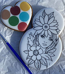 Пряник розмальовка до 8 березня (Дівчина), подарунок для дівчат