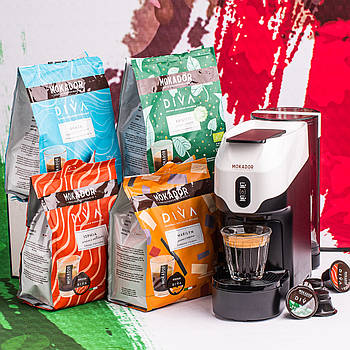 Mokador Coffee Welcome Set – набір для знайомства. (Кофемашина DIVA MOKADOR D1 и 100 капсул DIVA)