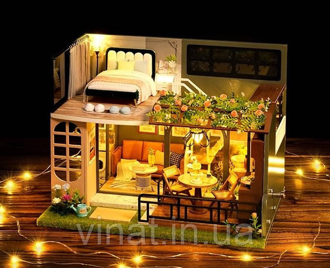 Румбокс Будиночок напівсад Half of The Garden Dollhouse Kit DIY Інтер'єрний конструктор L-035 + купол