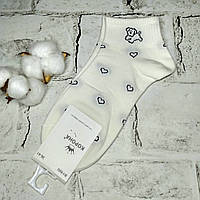 Шкарпетки жіночі бавовняні короткі з широкою резинкою Собачка з сердечками 36-41р Молочні BY860-24