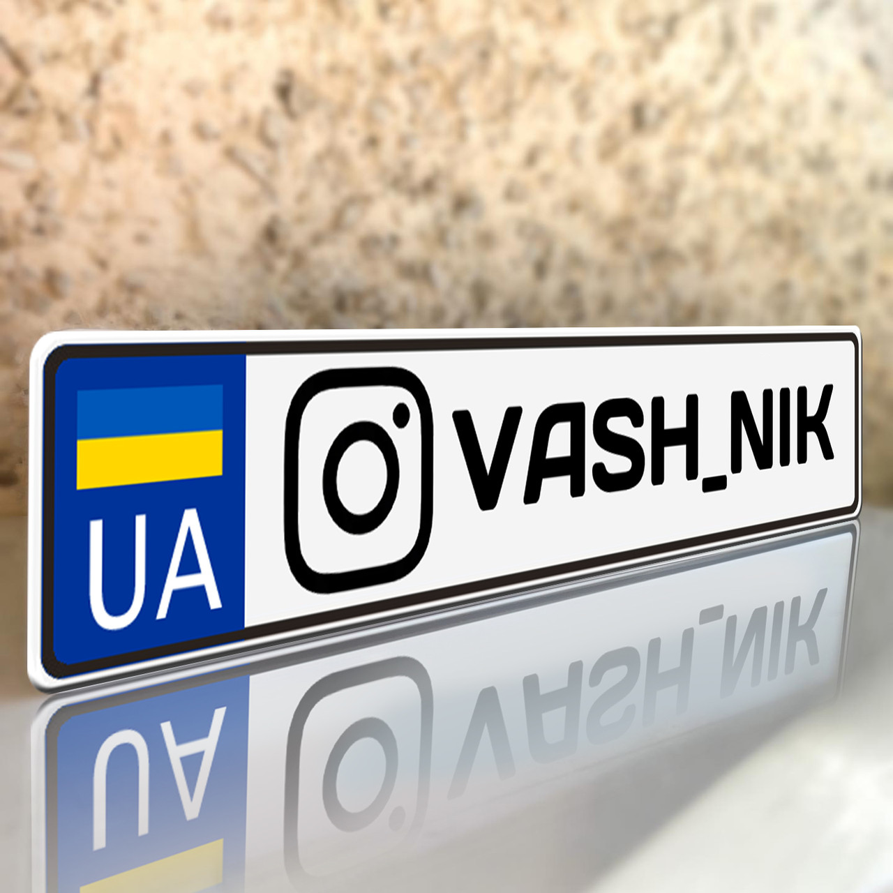 Металева наклейка з Вашим ніком інстаграм, наклейки інстаграм, instagram, nikneim на авто, на мото